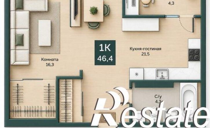 1-комн квартира улица Витебского, 5Б,  д. 5Б