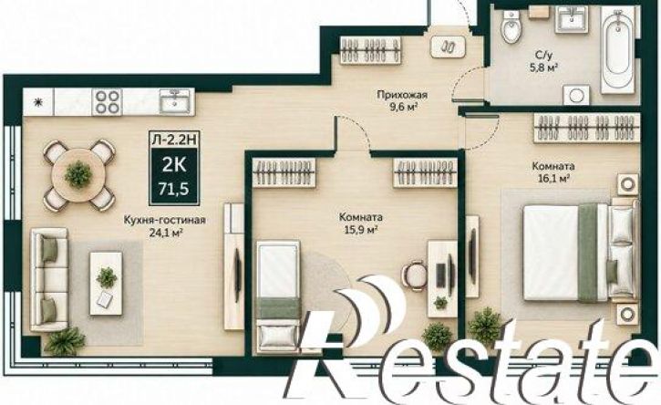 2-комн квартира улица Витебского, 5,  д. 5