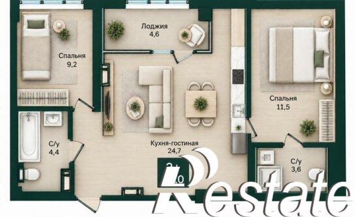 2-комн квартира улица Витебского, 5Б,  д. 5Б