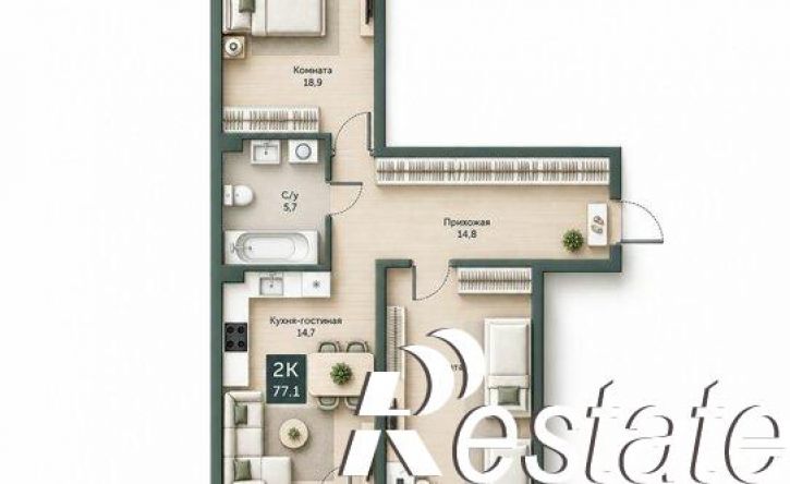 2-комн квартира улица Витебского, 5Б,  д. 5Б