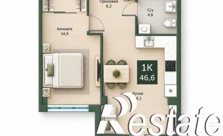 1-комн квартира улица Витебского, 5Б,  д. 5Б