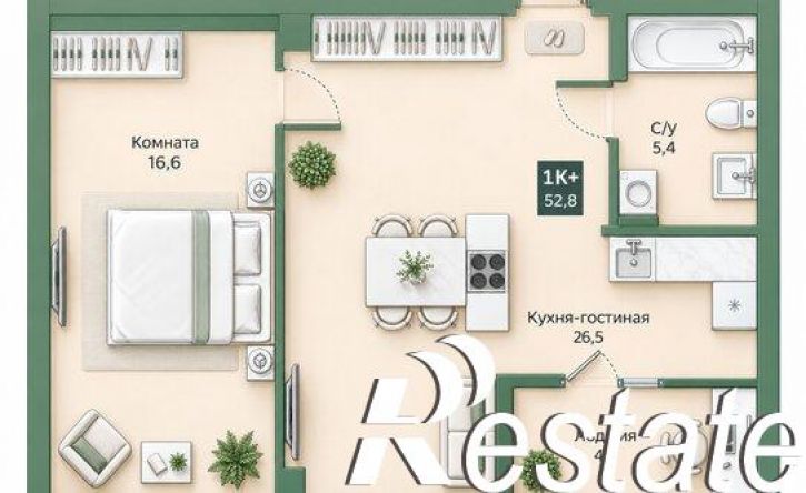1-комн квартира в новом доме улица Витебского, 5,  д. 5