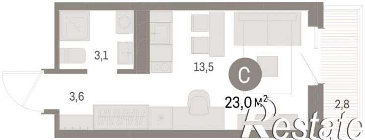 1-комн квартира в новом доме Пролетарская, 38