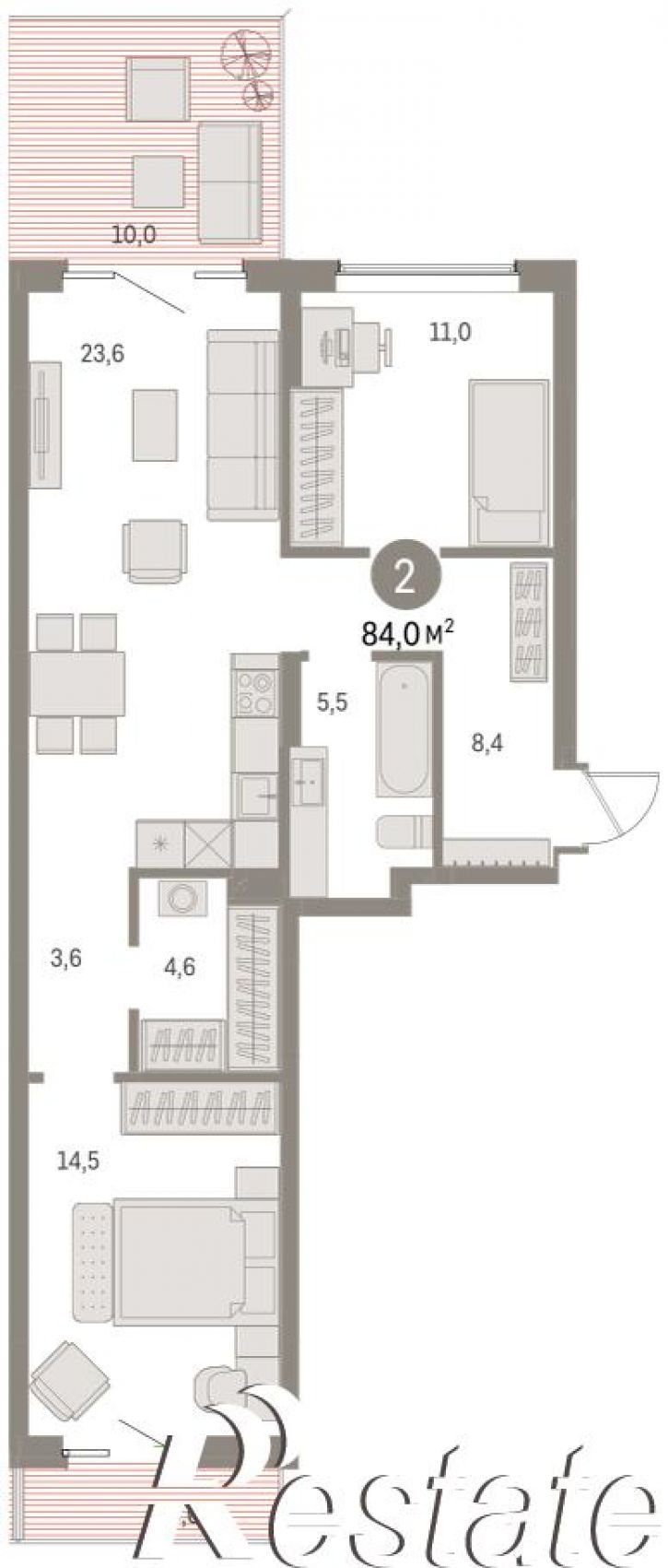 3-комн квартира в новом доме Пролетарская, 38