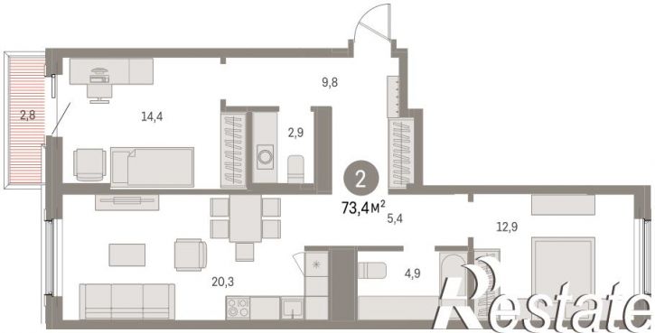 3-комн квартира в новом доме Пролетарская, 38