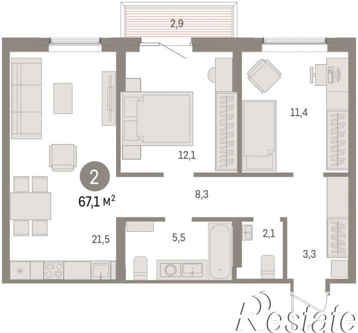 3-комн квартира в новом доме Пролетарская, 38