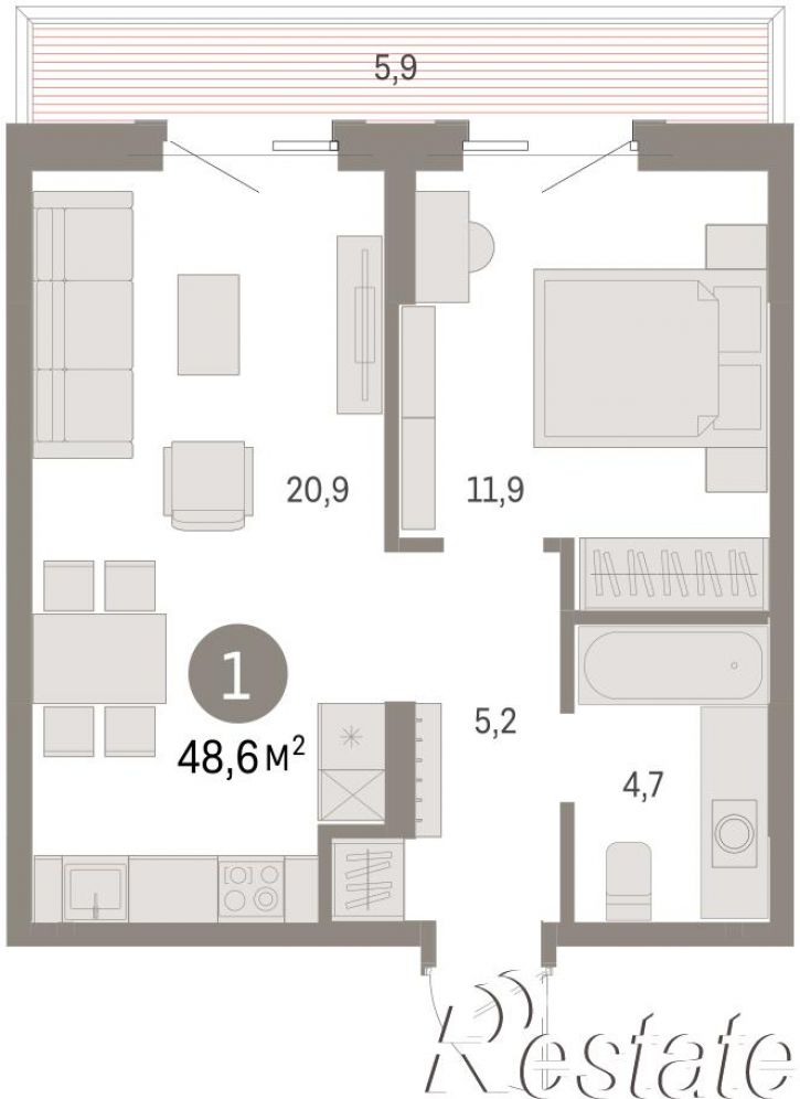 2-комн квартира в новом доме Пролетарская, 38