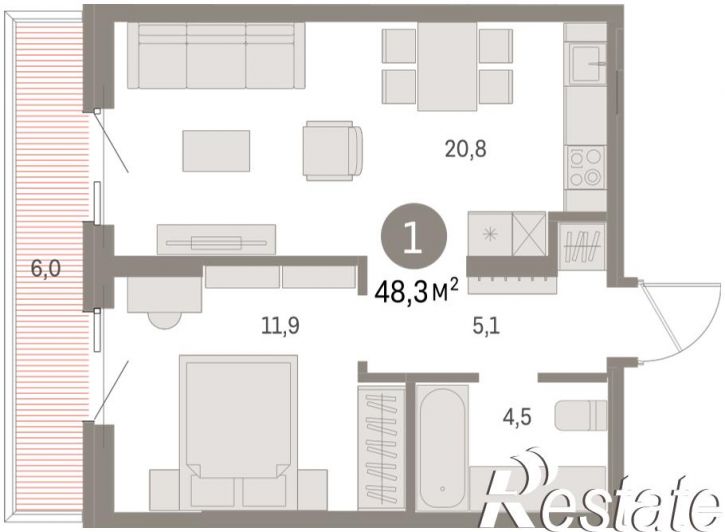 2-комн квартира в новом доме Пролетарская, 38