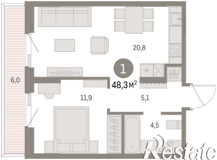 2-комн квартира в новом доме Пролетарская, 38