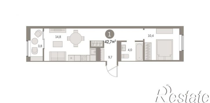 2-комн квартира в новом доме Пролетарская, 38