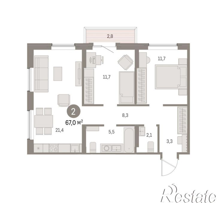 3-комн квартира в новом доме Пролетарская, 38