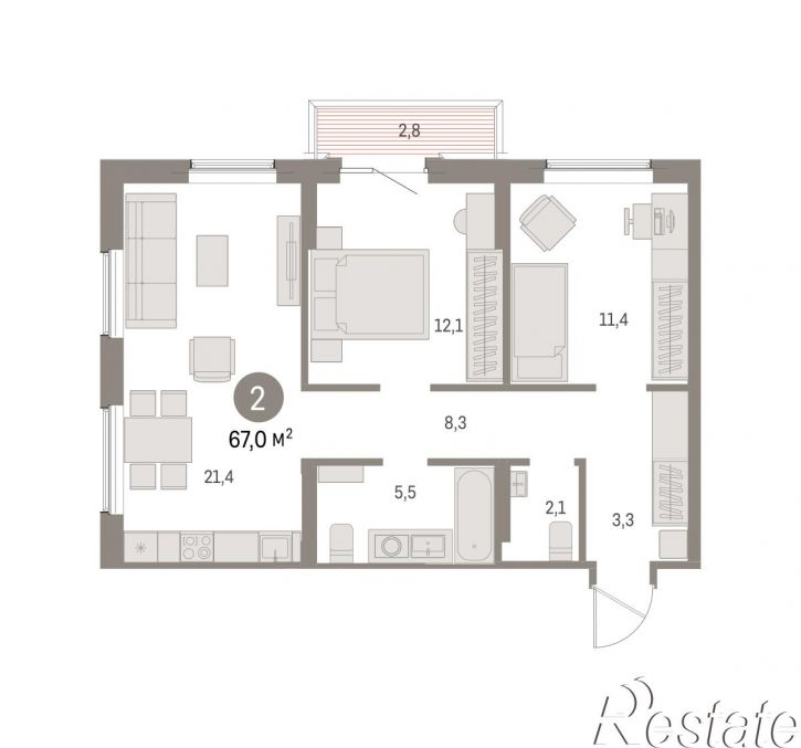 3-комн квартира в новом доме Пролетарская, 38