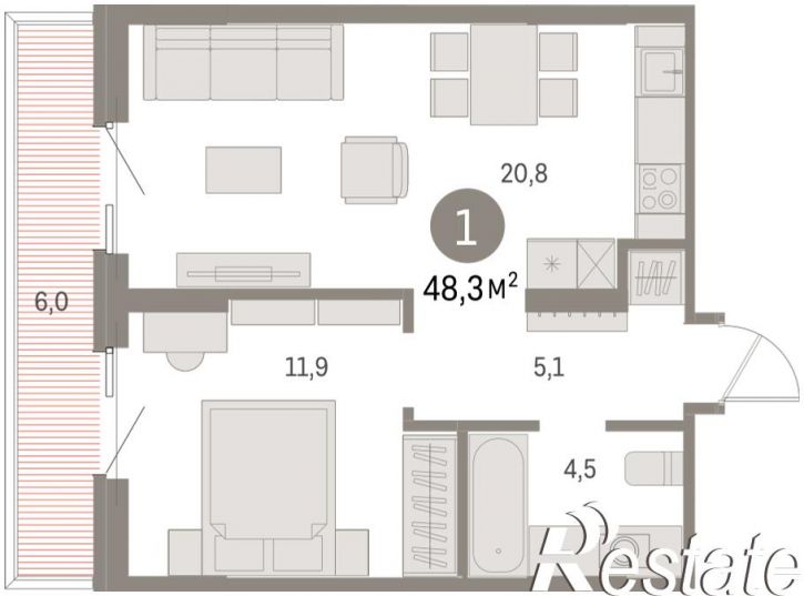 2-комн квартира в новом доме Пролетарская, 38